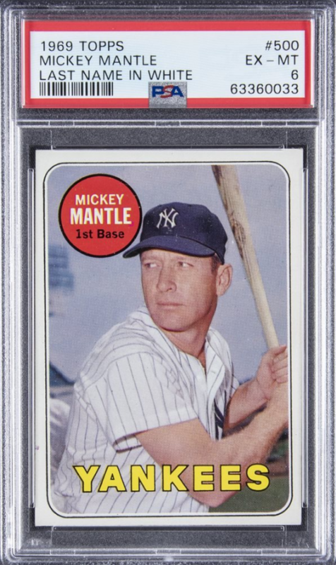 1969 Topps Mantle Last Name In White